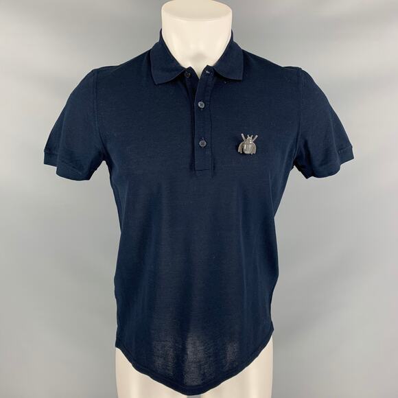 BURBERRY PRORSUM Fall 2015 Size M Navy Cotton Bug Pin Polo - Picture 1 of 6
